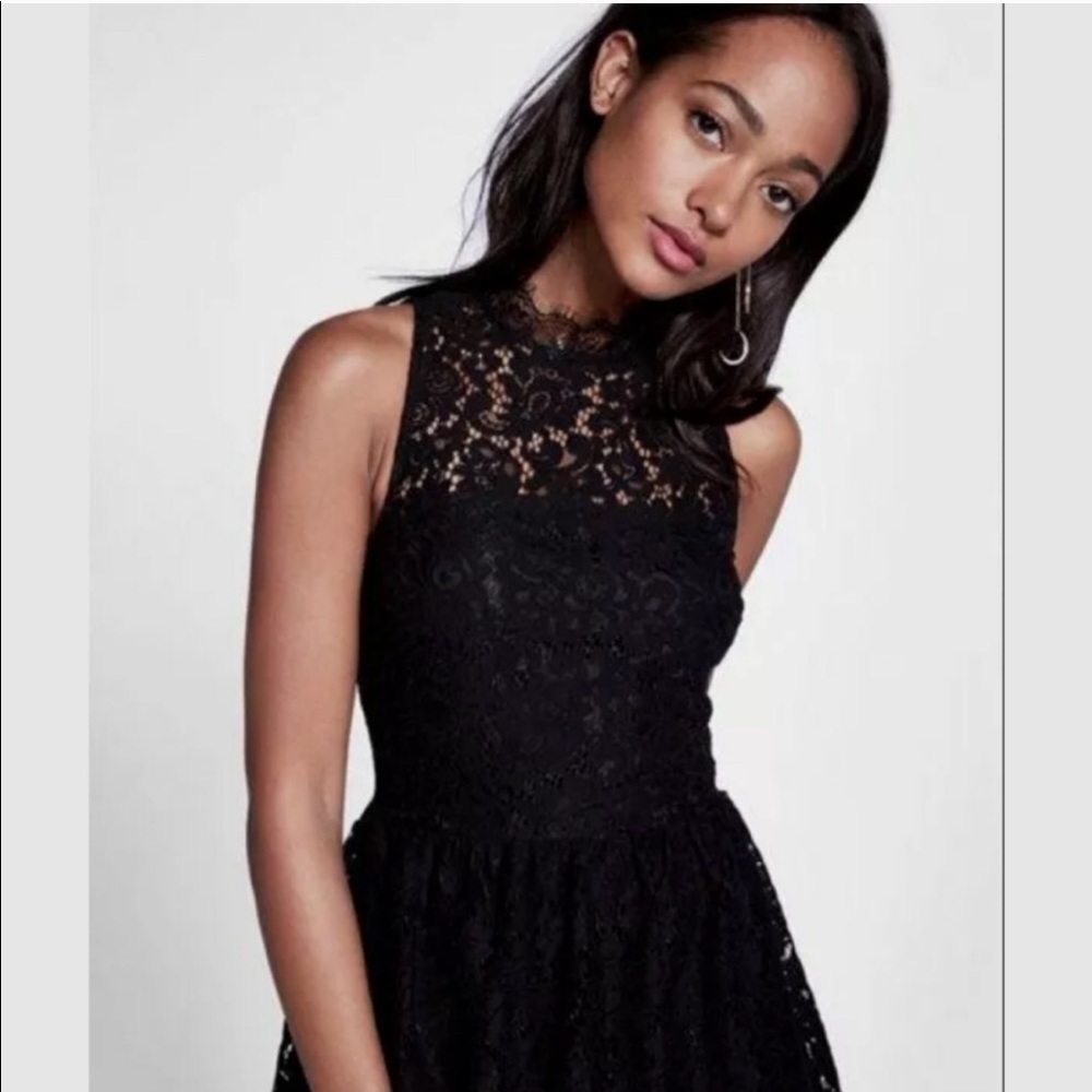 NWT Express black tiered lace mini dress